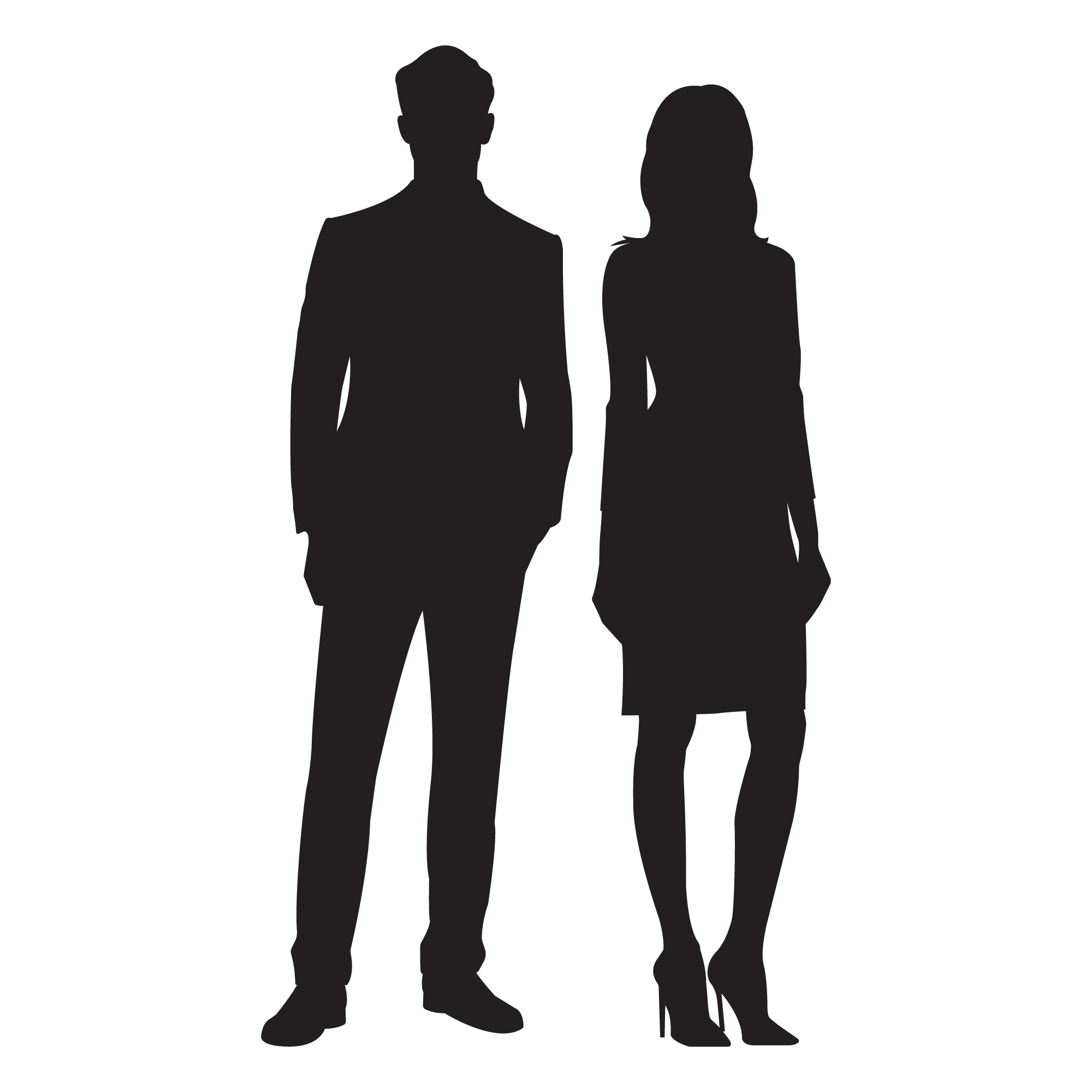 Man and Woman standing in shadow form